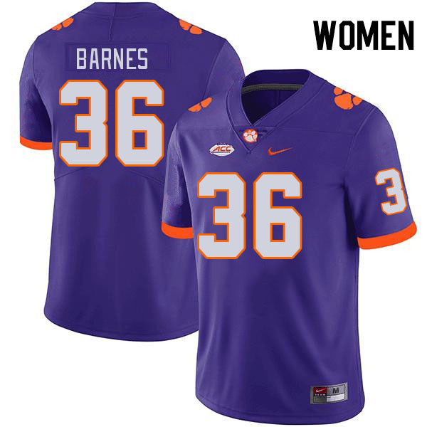 Women's Clemson Tigers Khalil Barnes #36 College Purple NCAA Authentic Football Stitched Jersey 23KY30HB